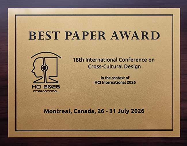 Cross-Cultural Design Best Paper Award. Details in text following the image. Cross-Cultural Design Best Paper Award. Details in text following the image.