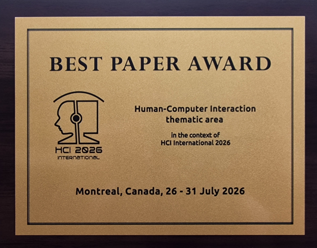 Human-Computer Interaction Best Paper Award. Details in text following the image.